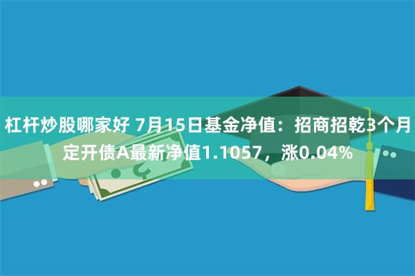 杠杆炒股哪家好 7月15日基金净值：招商招乾3个月定开债A最新净值1.1057，涨0.04%