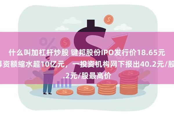 什么叫加杠杆炒股 键邦股份IPO发行价18.65元/股，募资额缩水超10亿元，一投资机构网下报出40.2元/股最高价